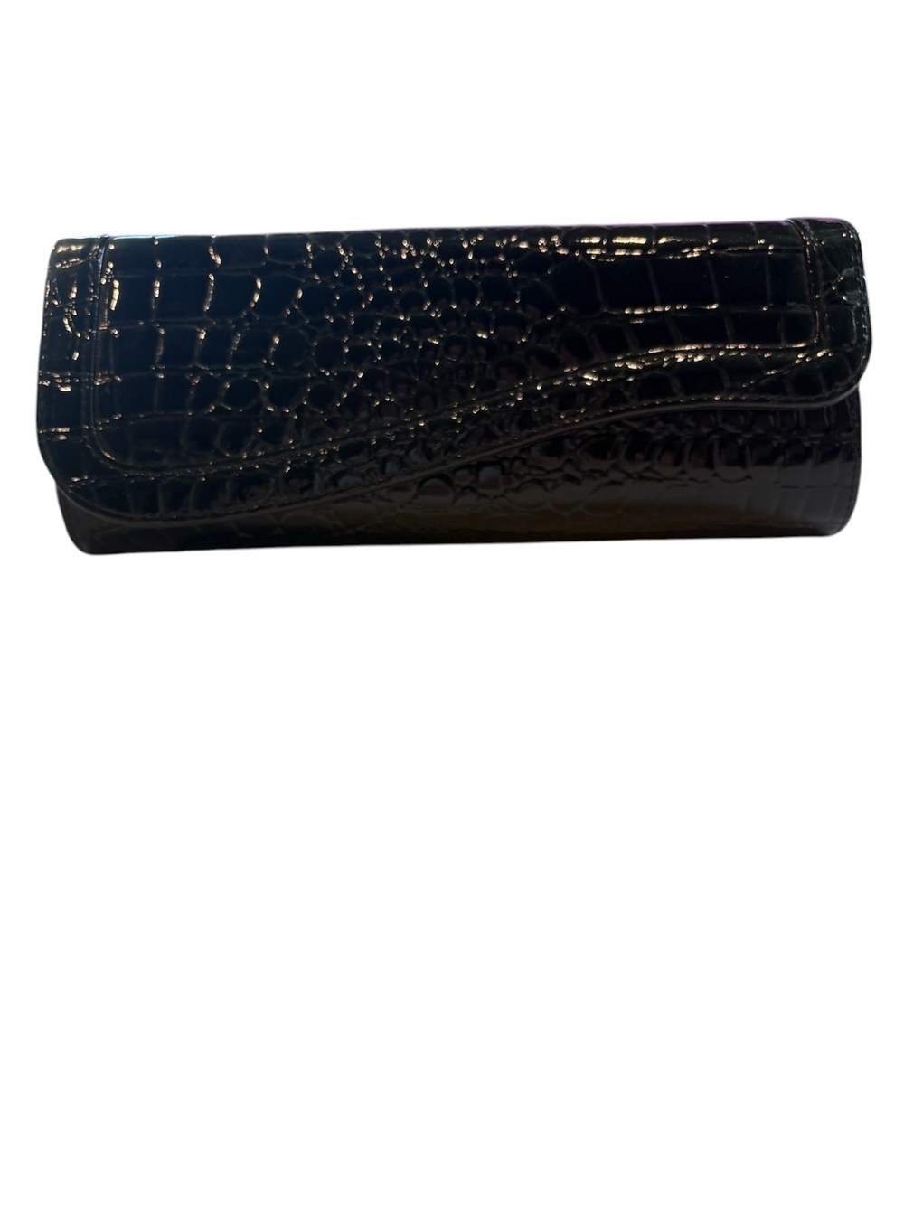 Evening Queen - Crocodile Embossed clutch Purse, hand bag,patent leather finish.